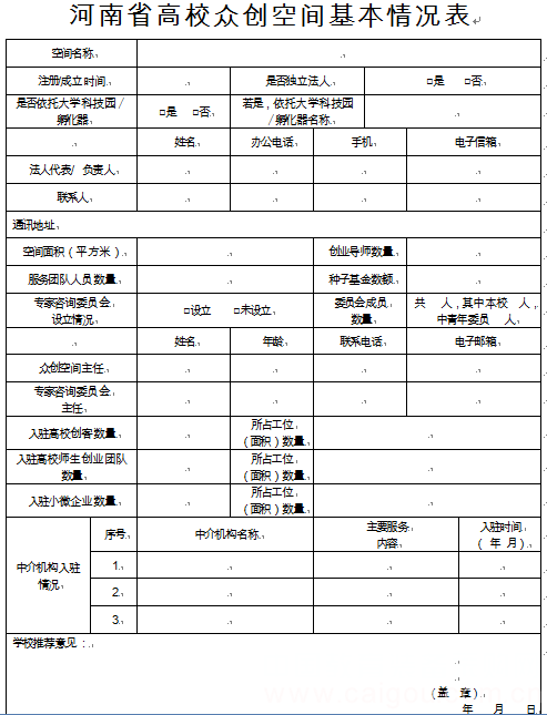 河南發布高校眾創空間立項建設的通知