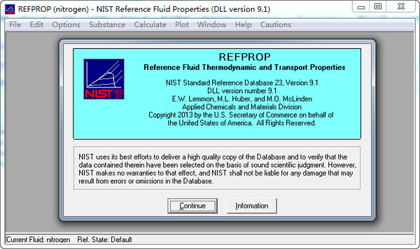 Reference Fluid Thermodynamic and Transport Properties Database (REFPROP)