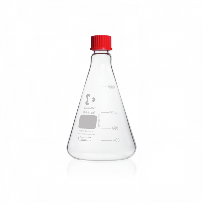 Schott Duran 螺口錐形瓶 1000ml GL32紅蓋